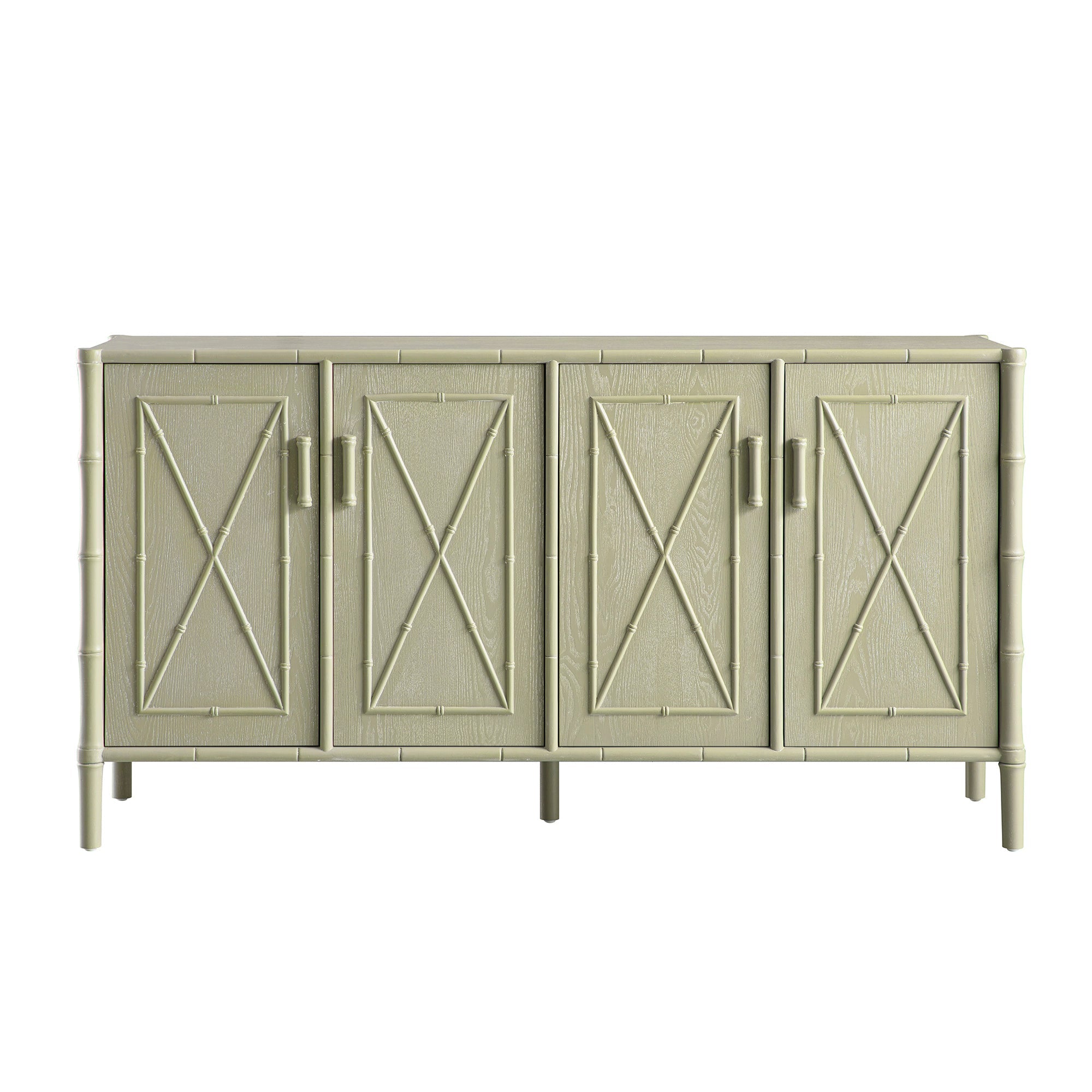 Elstowe Faux Bamboo Large Sideboard, Sage Green