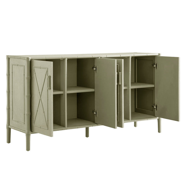 Elstowe Faux Bamboo Large Sideboard, Sage Green