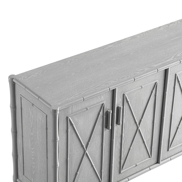 Elstowe Faux Bamboo Large Sideboard, Warm Gray