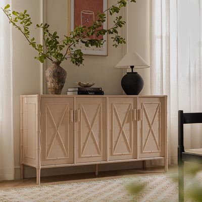 Elstowe Faux Bamboo Large Sideboard, Nude Pink