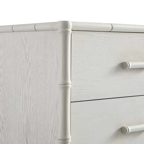 Elstowe Faux Bamboo 1-Door 3-Drawer Sideboard, Shaded White