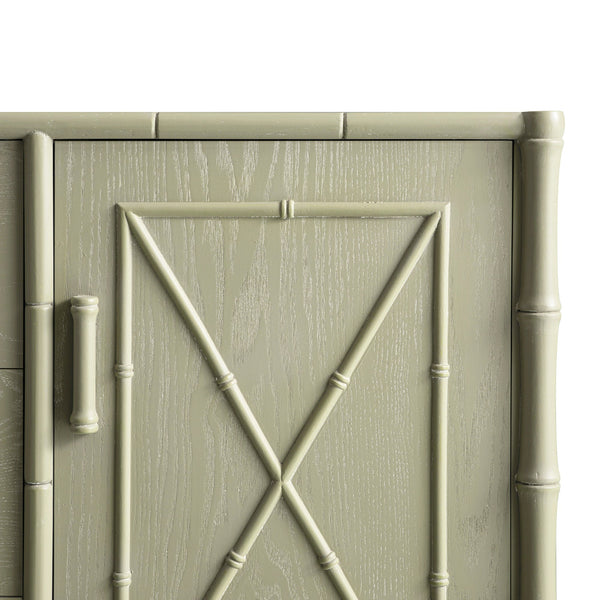 Elstowe Faux Bamboo 1-Door 3-Drawer Sideboard, Sage Green