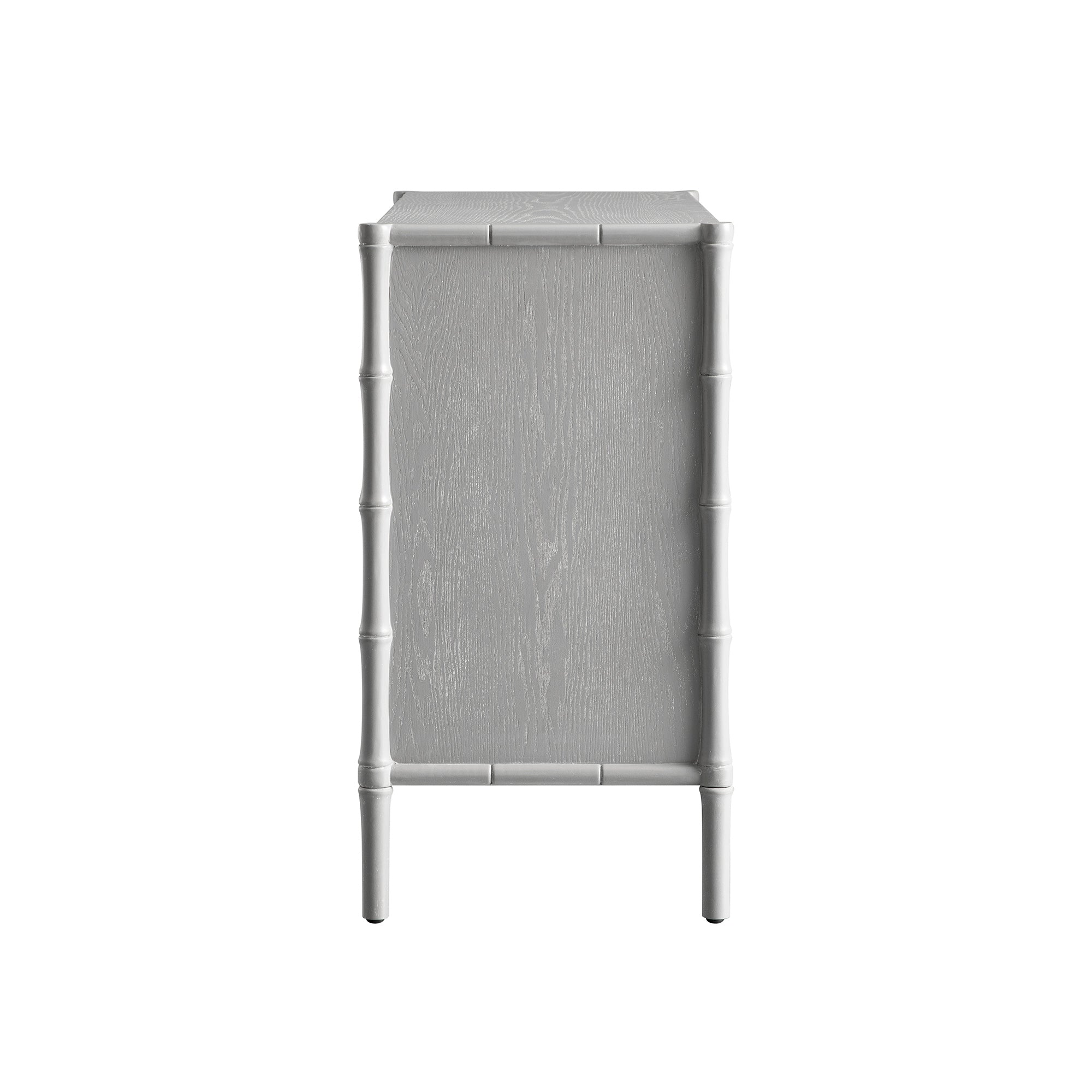 Elstowe Faux Bamboo 1-Door 3-Drawer Sideboard, Warm Gray