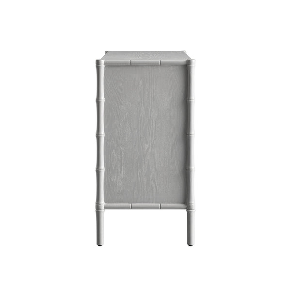 Elstowe Faux Bamboo 1-Door 3-Drawer Sideboard, Warm Gray