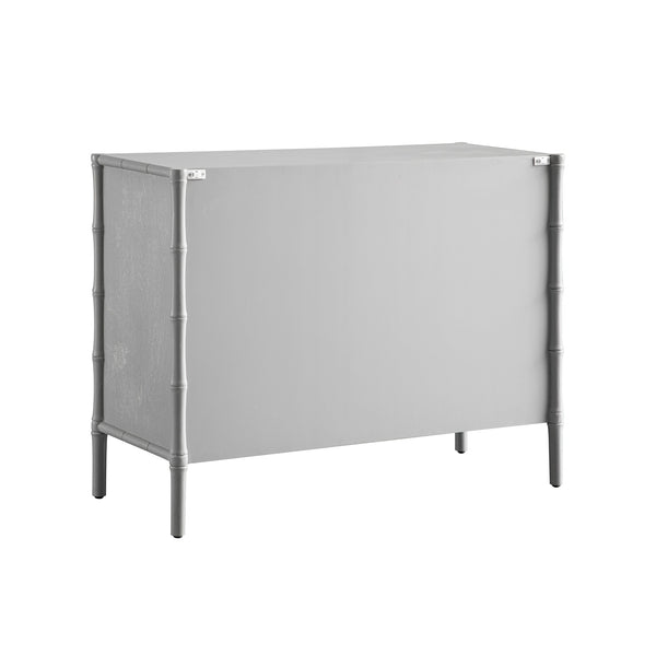 Elstowe Faux Bamboo 1-Door 3-Drawer Sideboard, Warm Gray