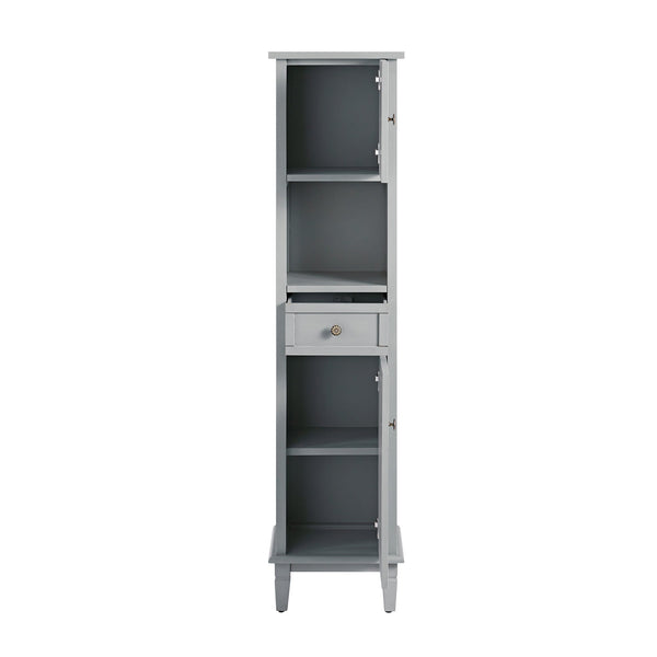 Chantilly Mid Gray Carved Bathroom Tall Storage Cabinet