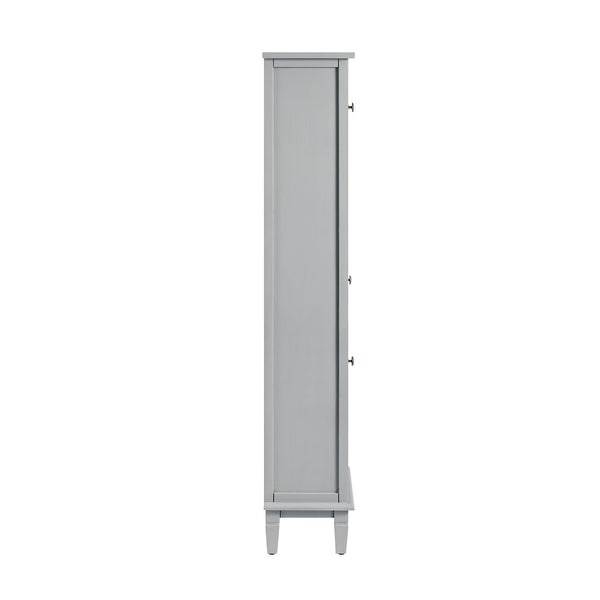 Chantilly Mid Gray Carved Bathroom Tall Storage Cabinet
