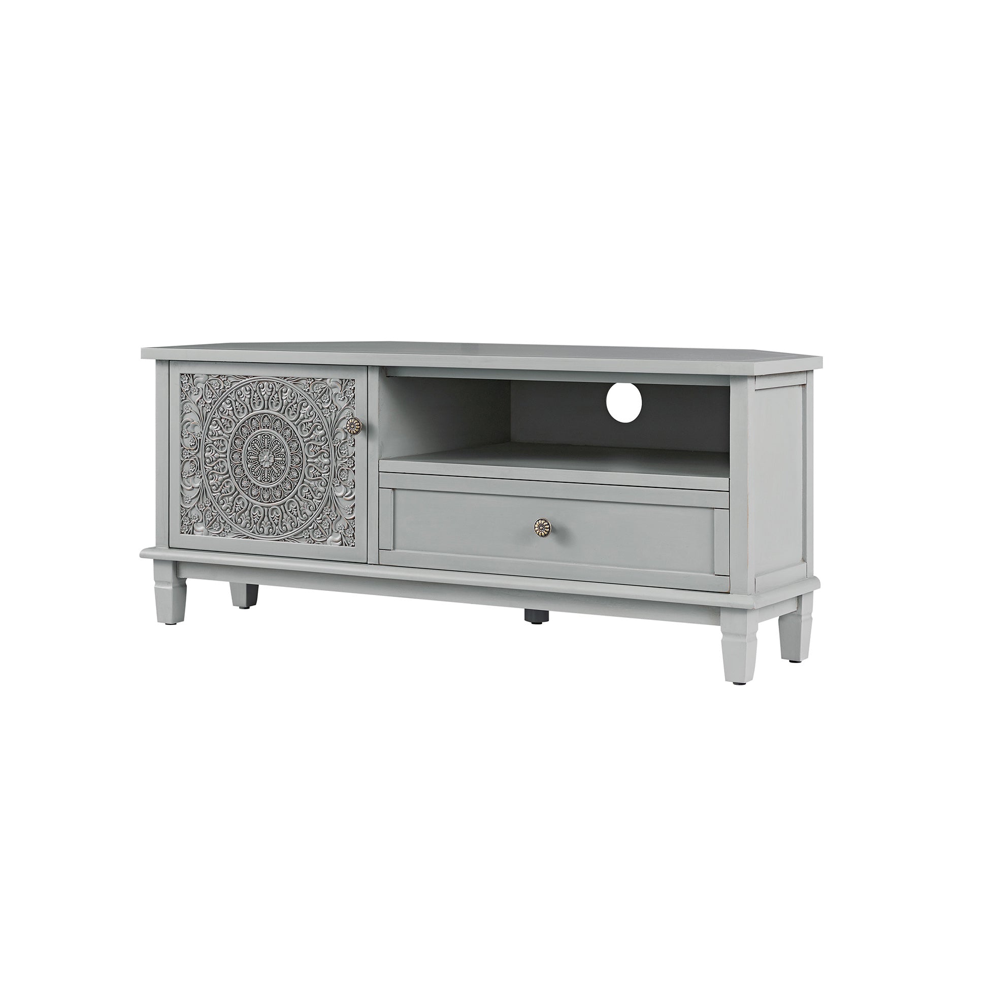 Chantilly Mid Gray Corner TV Stand