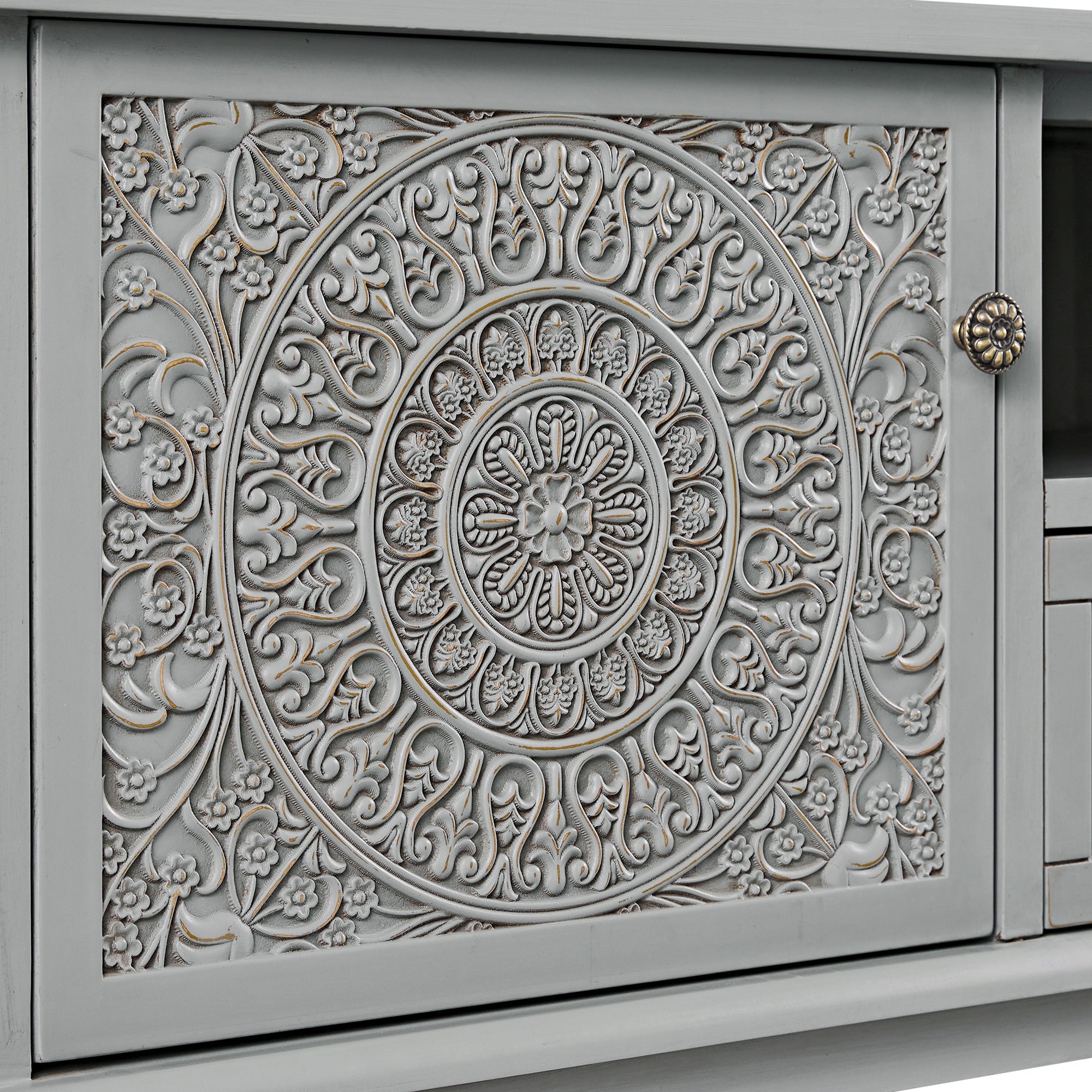 Chantilly Mid Gray Corner TV Stand