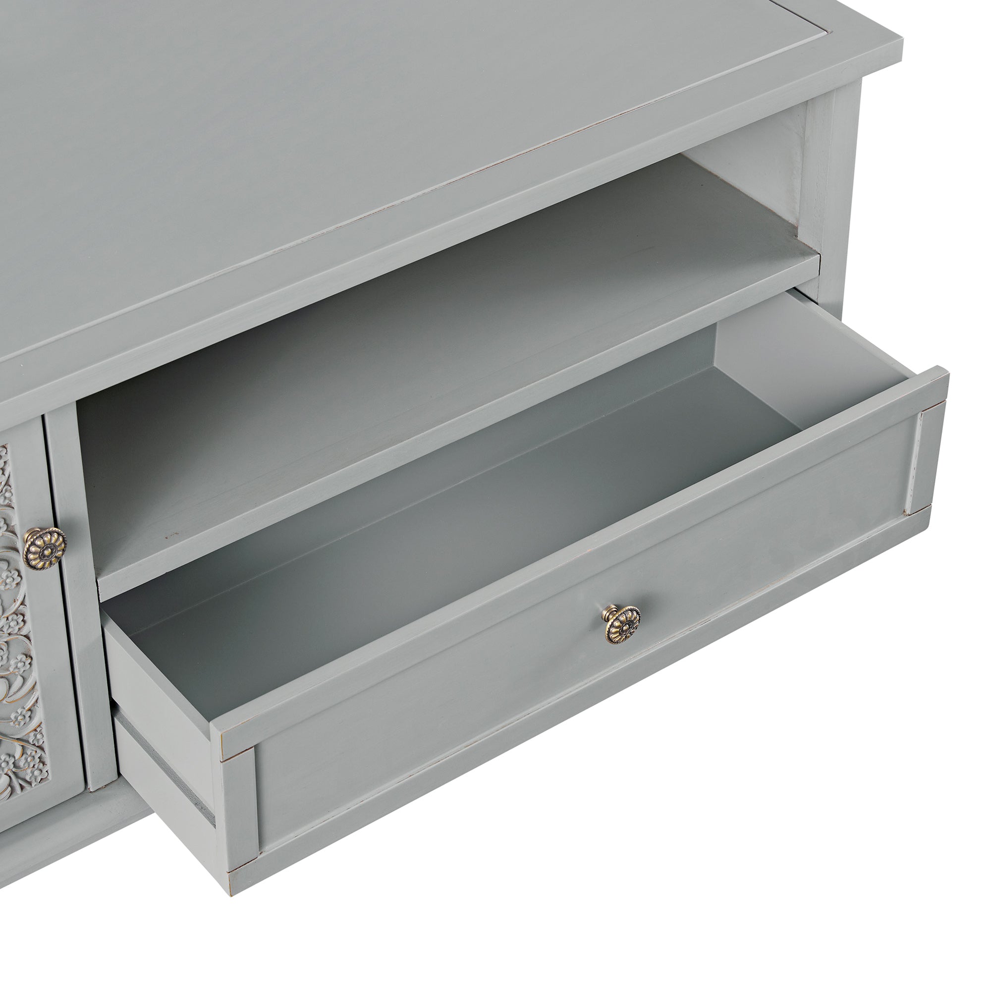 Chantilly Mid Gray Corner TV Stand