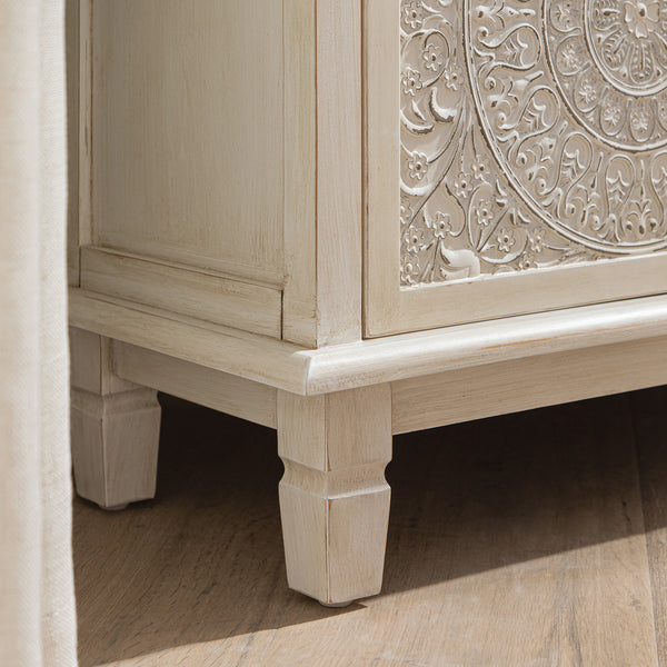 Chantilly Whitewashed Corner TV Stand