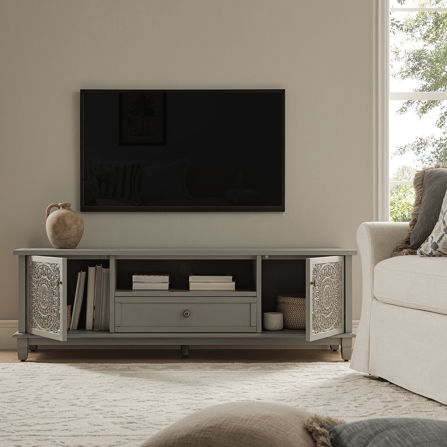 Chantilly Mid Gray 59" Wide TV Stand