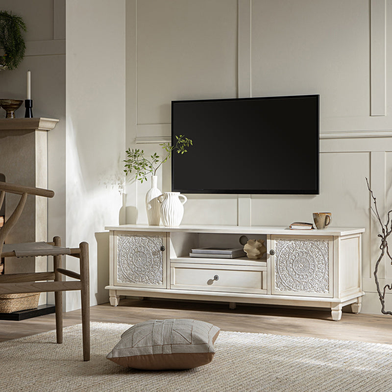 Chantilly Whitewashed 59" Wide TV Stand