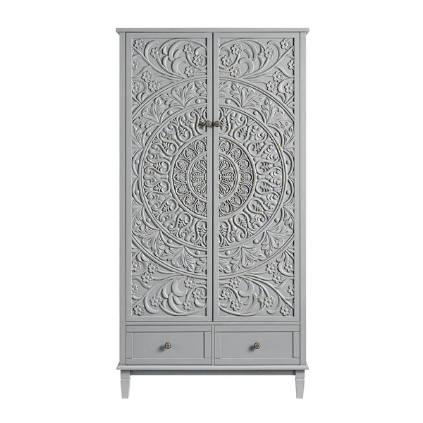 Chantilly Mid Gray Carved Double Closet