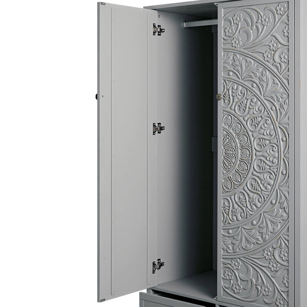 Chantilly Mid Gray Carved Double Closet