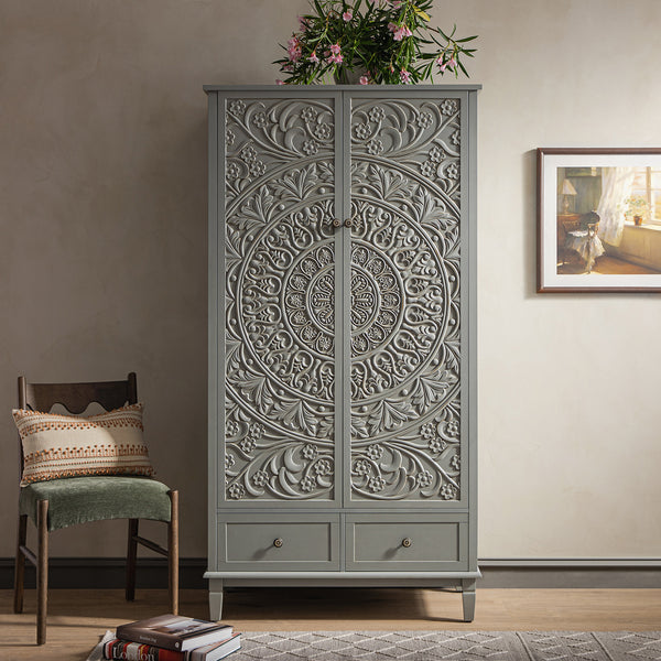 Chantilly Mid Gray Carved Double Closet