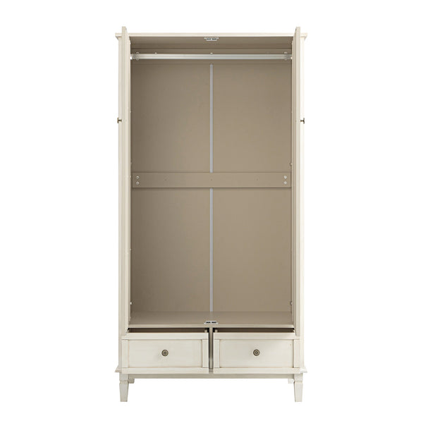 Chantilly Whitewashed Carved Double Closet