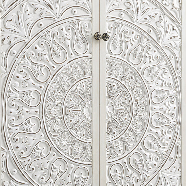 Chantilly Whitewashed Carved Double Closet