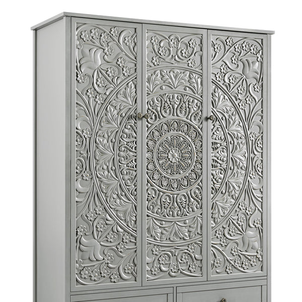 Chantilly Mid Gray Carved Triple Closet