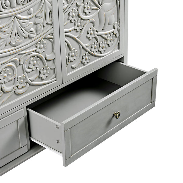 Chantilly Mid Gray Carved Triple Closet