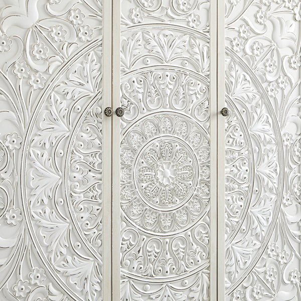 Chantilly Whitewashed Carved Triple Closet