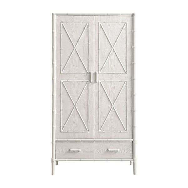 Elstowe Faux Bamboo Double Closet, Shaded White
