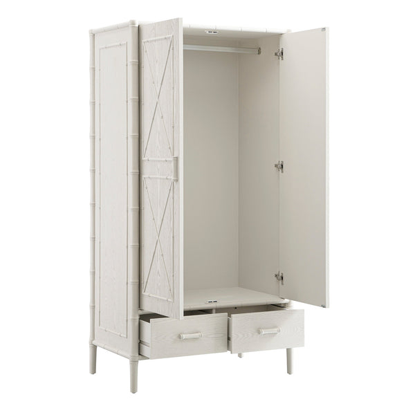 Elstowe Faux Bamboo Double Closet, Shaded White