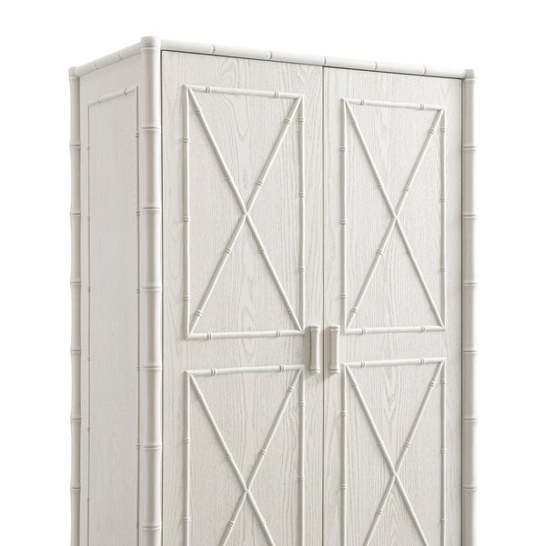 Elstowe Faux Bamboo Double Closet, Shaded White