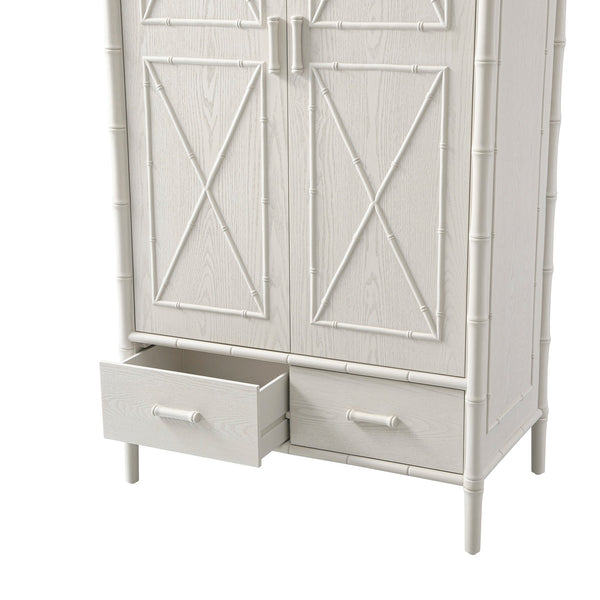 Elstowe Faux Bamboo Double Closet, Shaded White