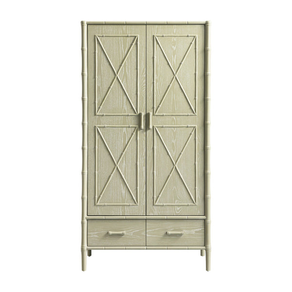 Elstowe Faux Bamboo Double Closet, Sage Green