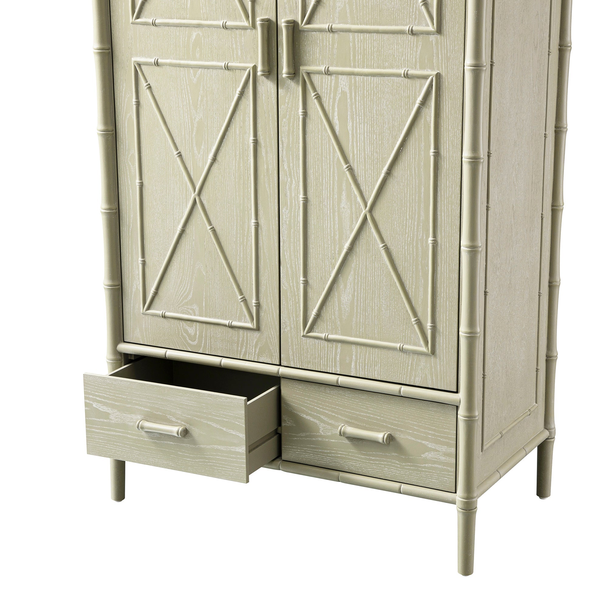 Elstowe Faux Bamboo Double Closet, Sage Green