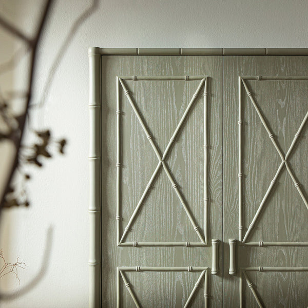 Elstowe Faux Bamboo Double Closet, Sage Green