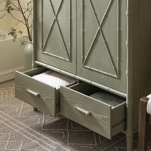 Elstowe Faux Bamboo Double Closet, Sage Green