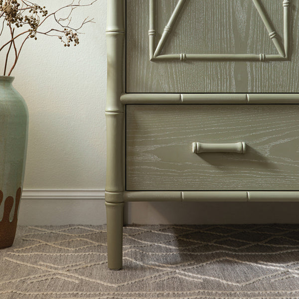 Elstowe Faux Bamboo Double Closet, Sage Green