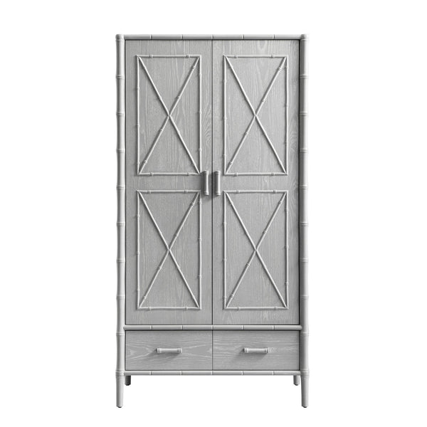 Elstowe Faux Bamboo Double Closet, Warm Gray