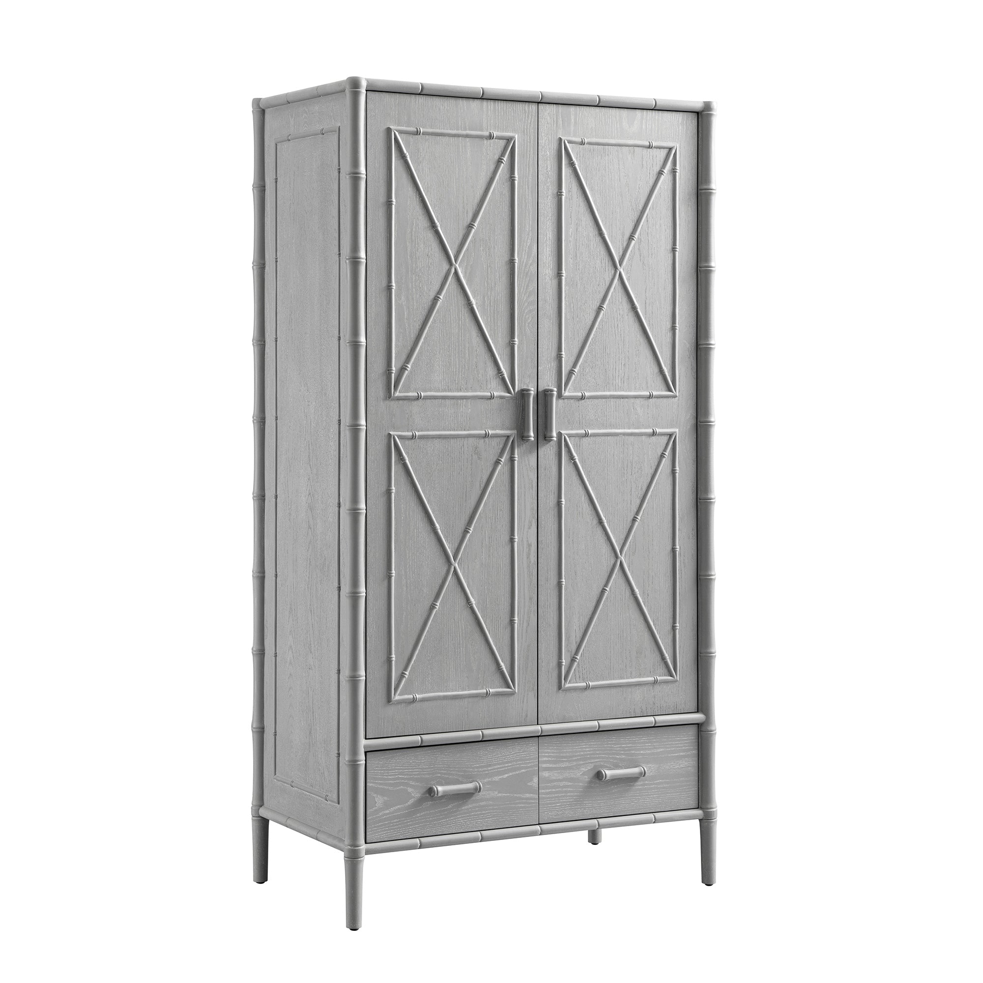 Elstowe Faux Bamboo Double Closet, Warm Gray