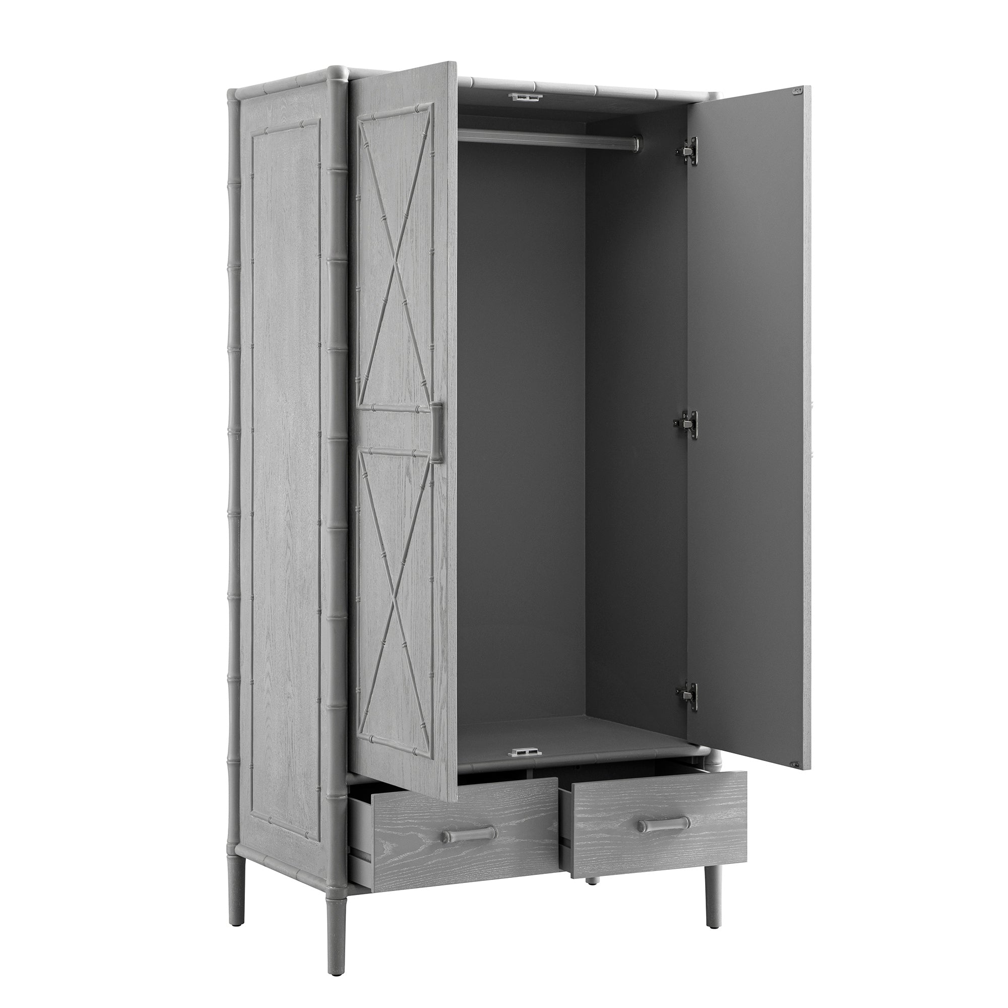 Elstowe Faux Bamboo Double Closet, Warm Gray