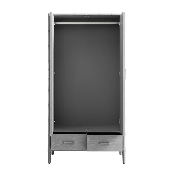 Elstowe Faux Bamboo Double Closet, Warm Gray