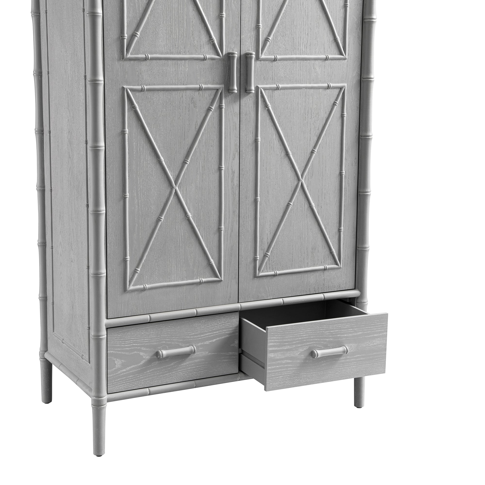 Elstowe Faux Bamboo Double Closet, Warm Gray