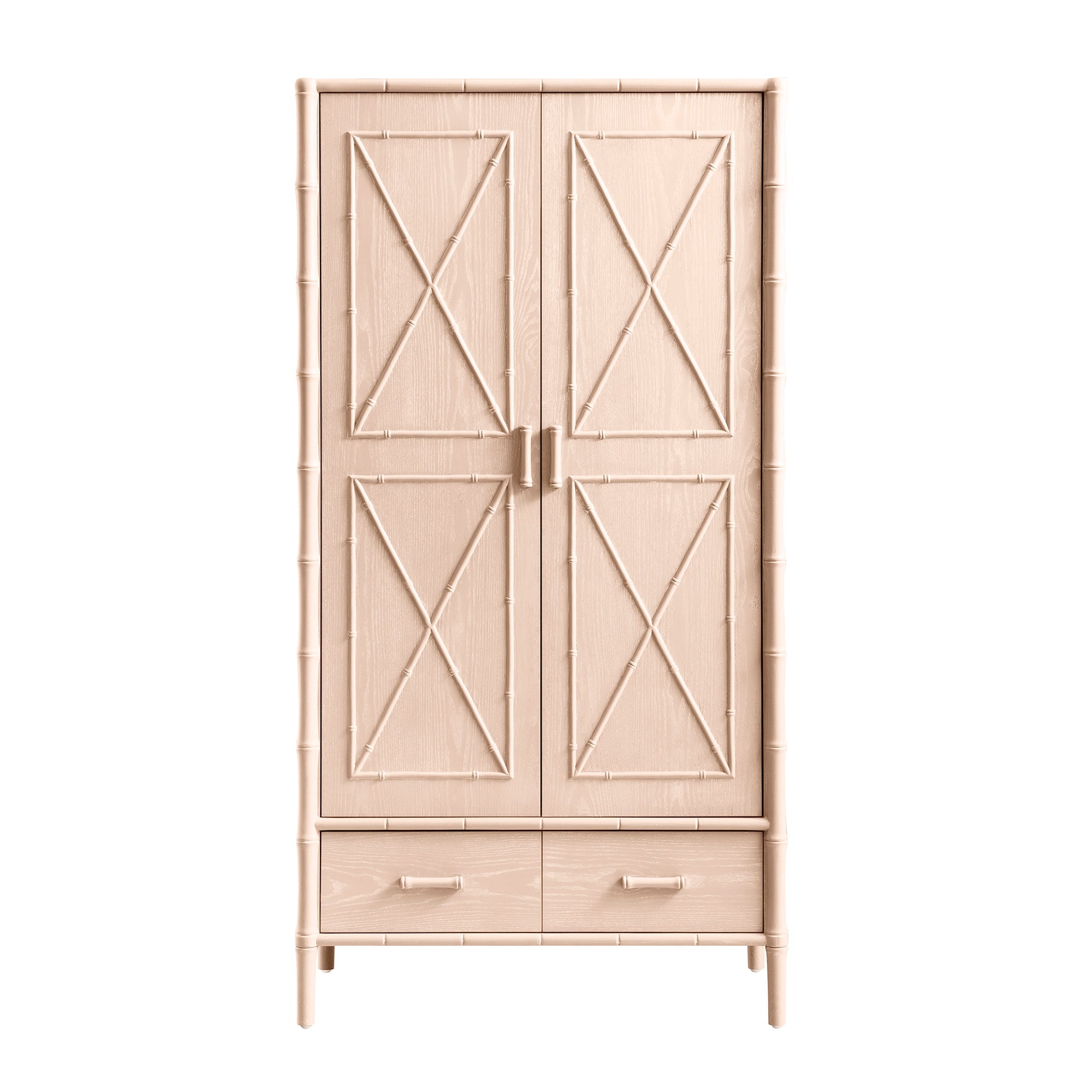 Elstowe Faux Bamboo Double Closet, Nude Pink