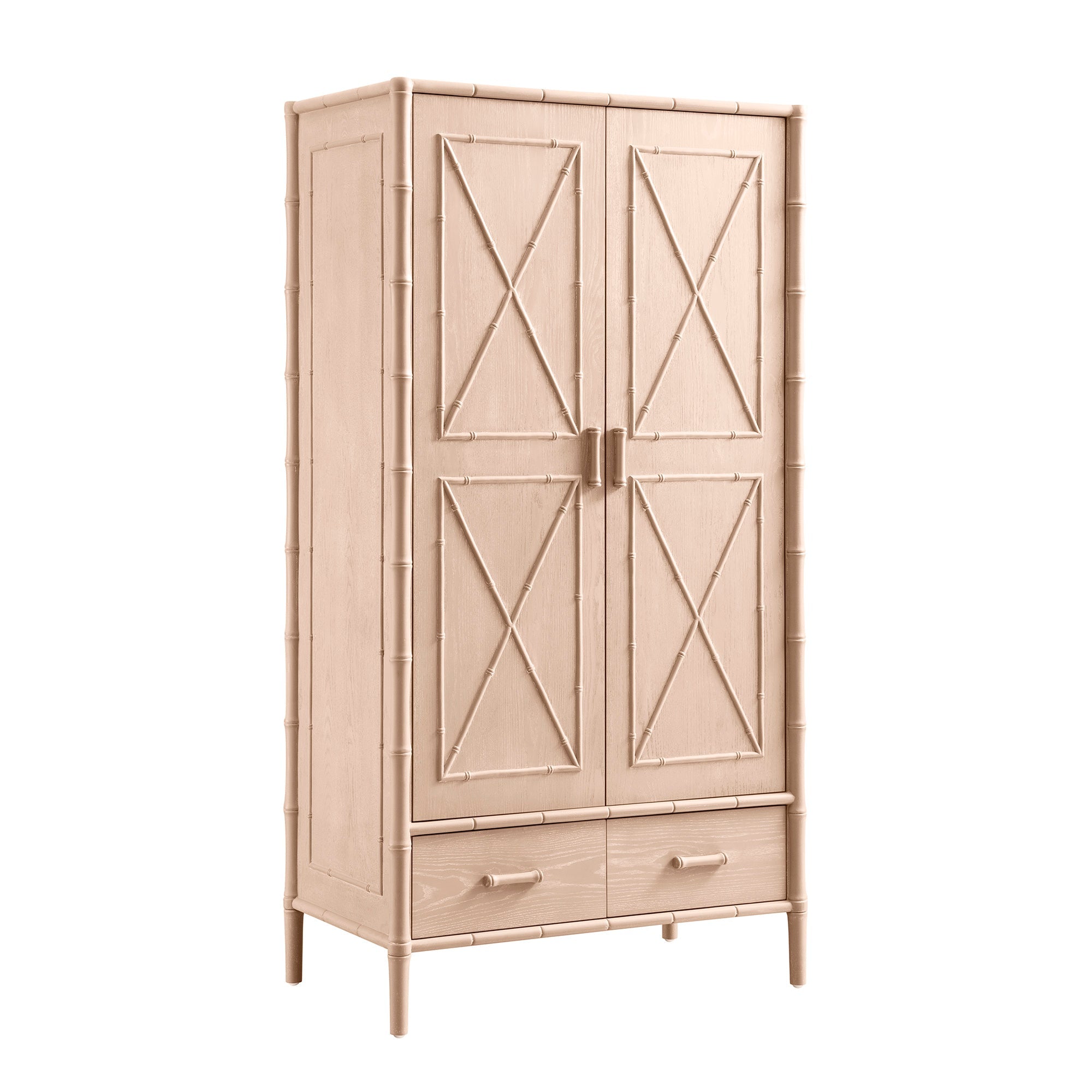 Elstowe Faux Bamboo Double Closet, Nude Pink