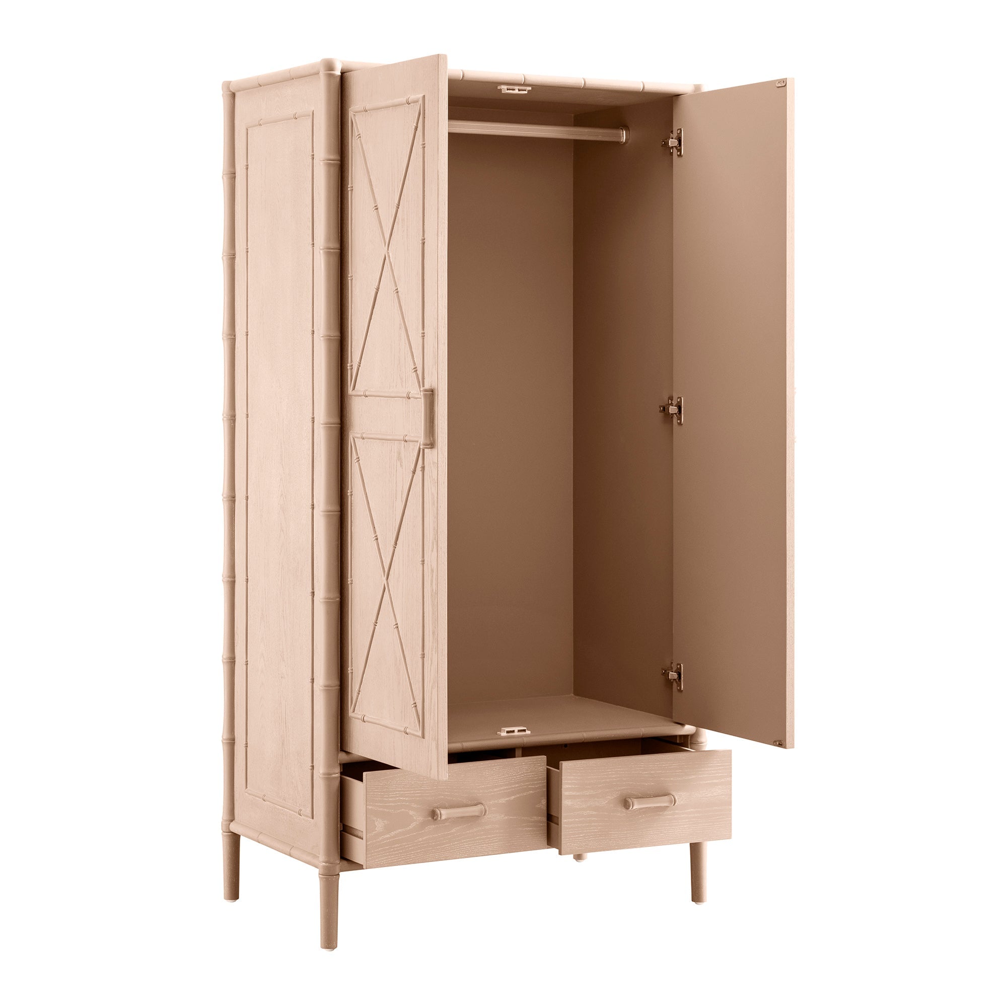 Elstowe Faux Bamboo Double Closet, Nude Pink