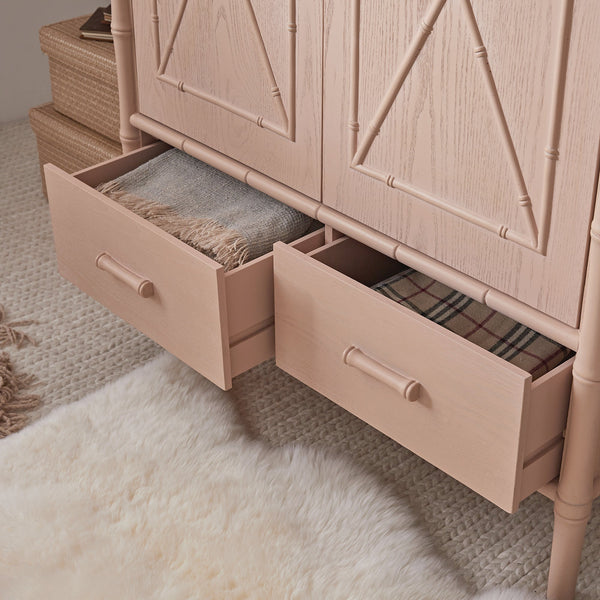 Elstowe Faux Bamboo Double Closet, Nude Pink