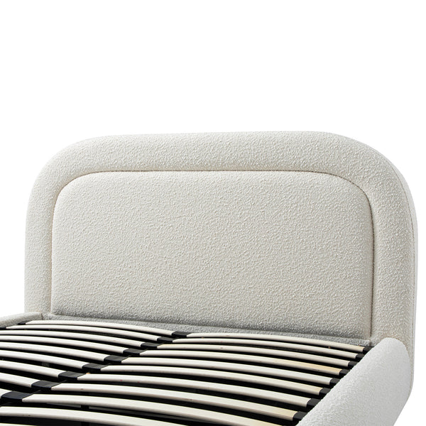 Luella Upholstered Wooden Plinth Base Storage Bed, Ecru Boucle