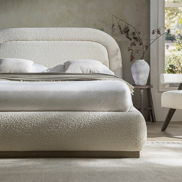 Luella Upholstered Wooden Plinth Base Storage Bed, Ecru Boucle