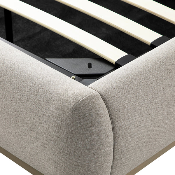 Luella Upholstered Wooden Plinth Base Storage Bed, Sand Fabric