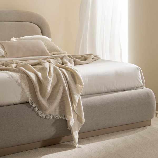 Luella Upholstered Wooden Plinth Base Storage Bed, Sand Fabric