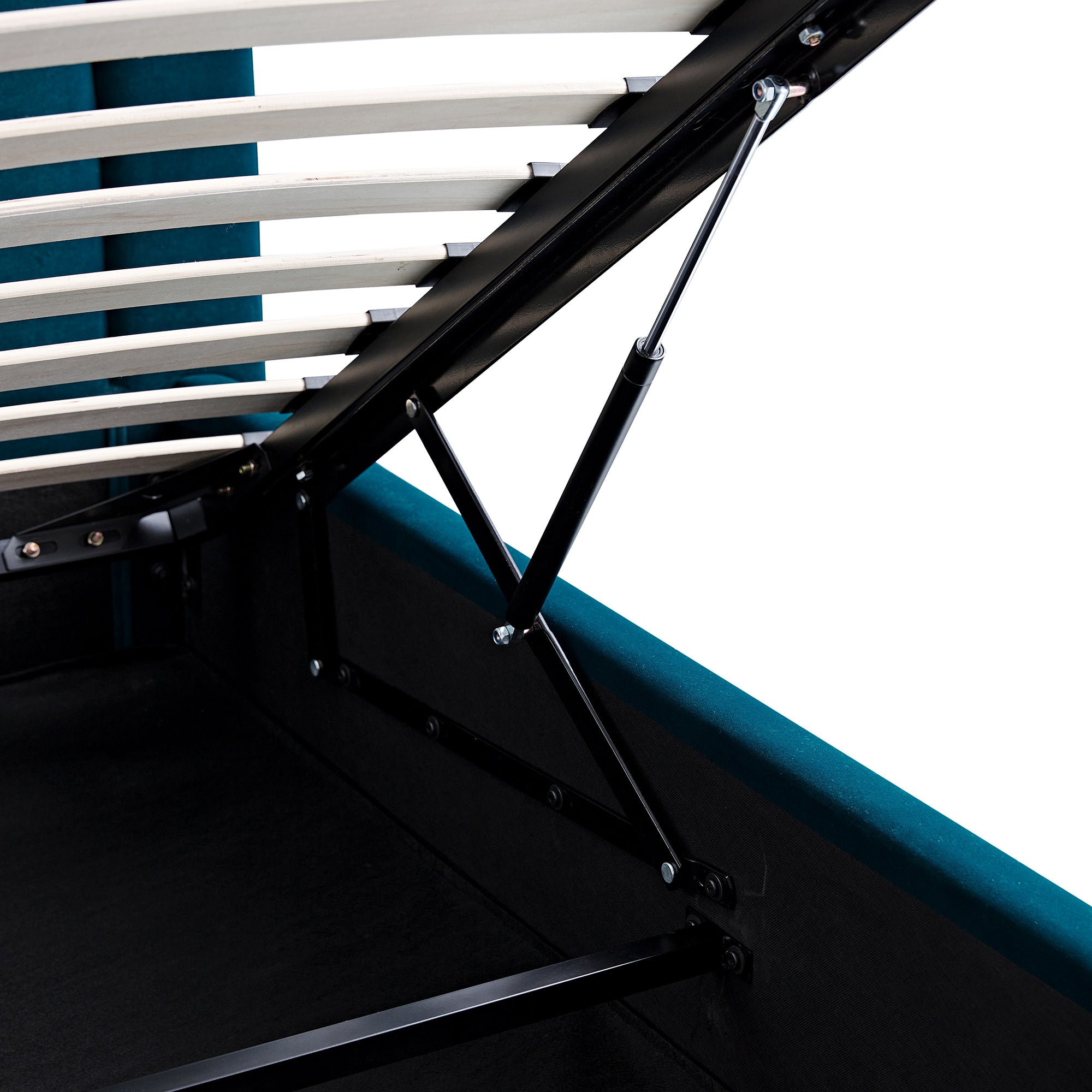 Luella Upholstered Wooden Plinth Base Storage Bed, Teal Velvet