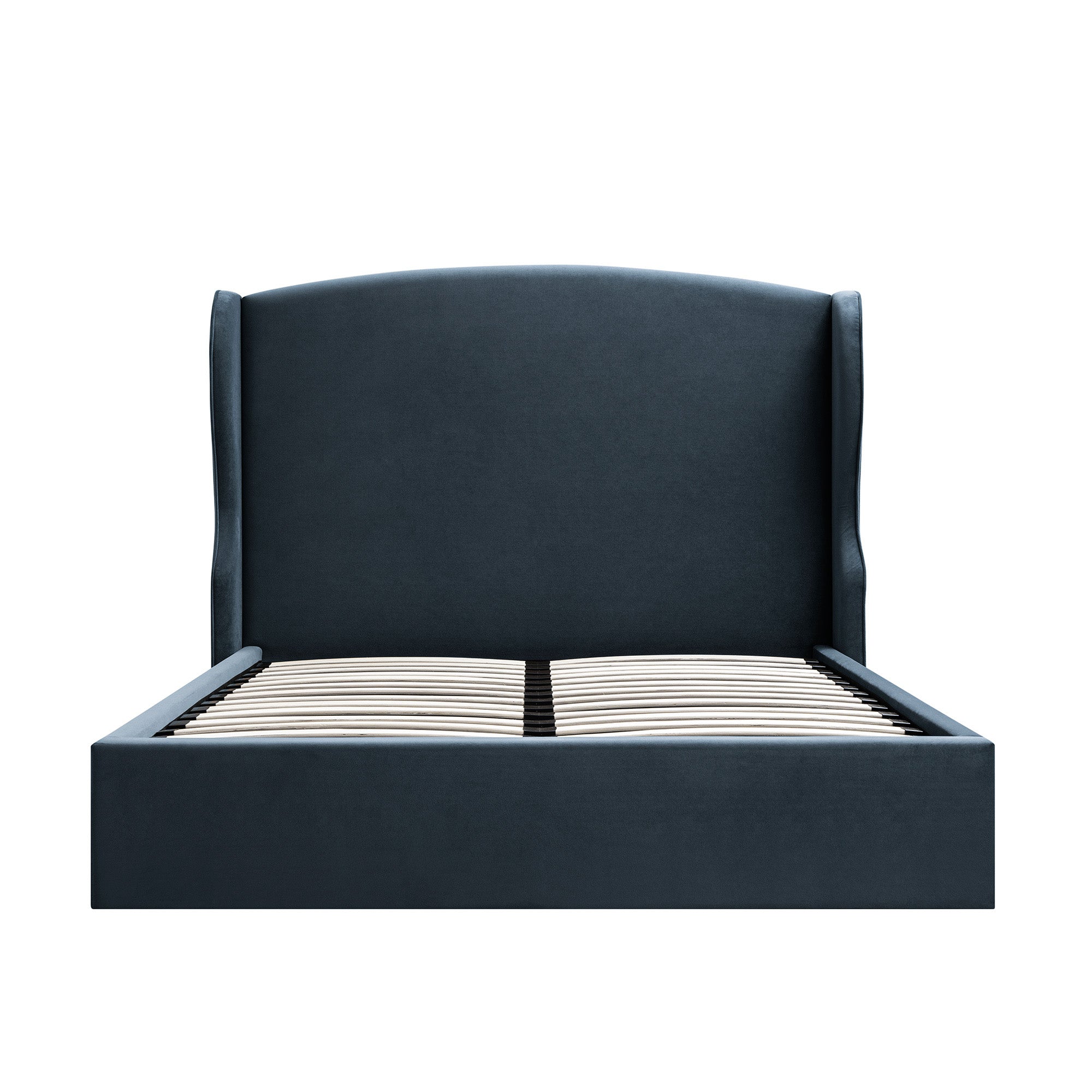 Kimberly Winged Upholstered Storage Bed, Aegean Blue Velvet