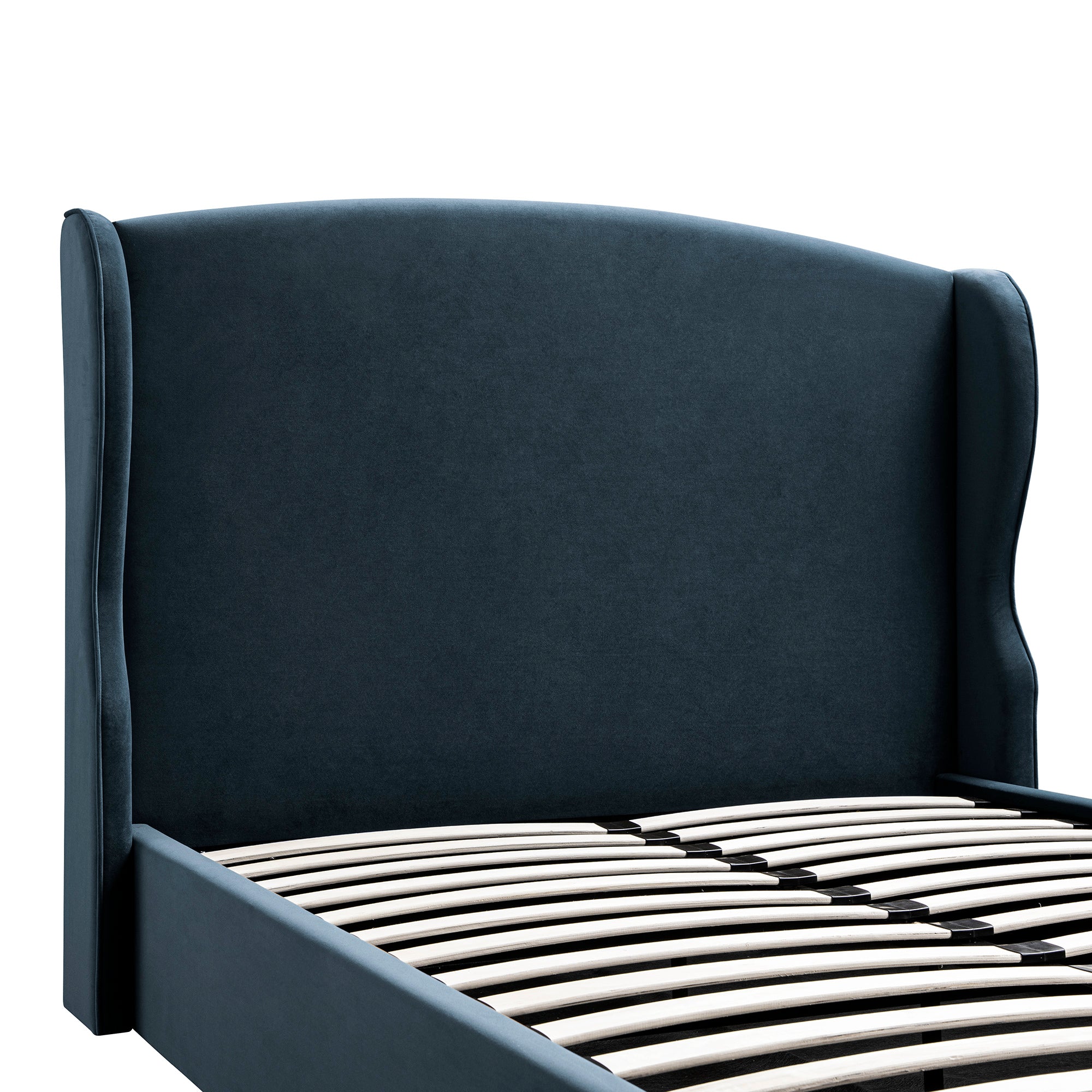Kimberly Winged Upholstered Storage Bed, Aegean Blue Velvet